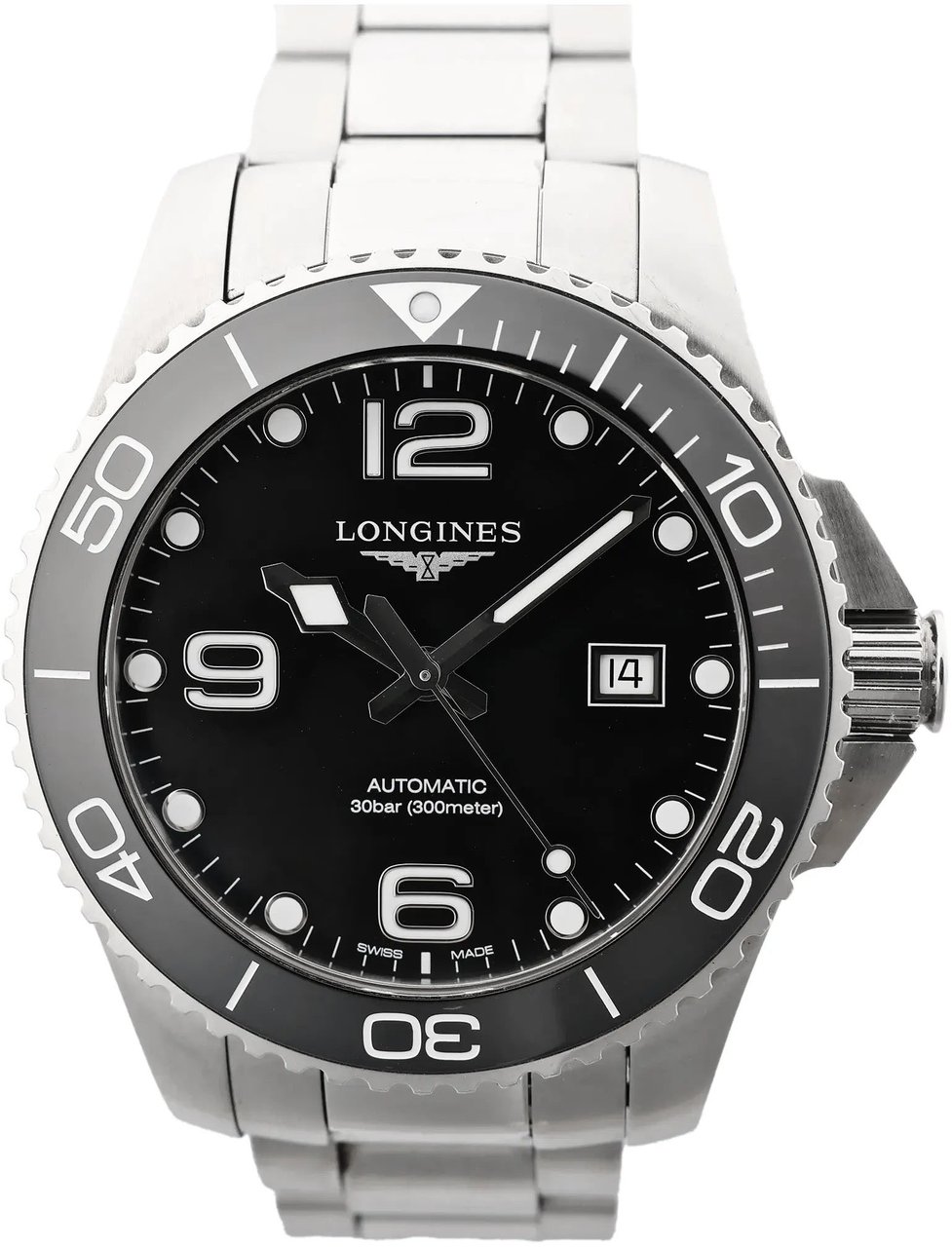 Longines Longines HydroConquest L3.782.4 51494820 SS AT Watch with Black Dial Zwart