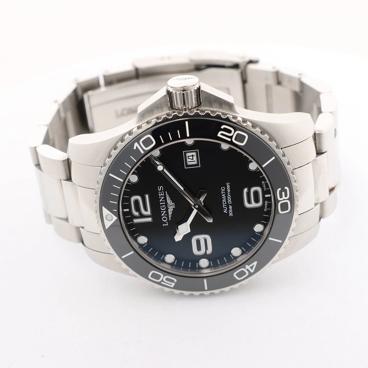 Longines Longines HydroConquest L3.782.4 51494820 SS AT Watch with Black Dial Zwart