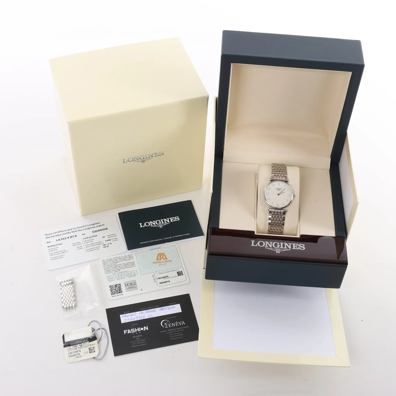 Longines Longines La Grande Classique L4.512.4.87.6 53249318 SS QZ Watch with White Shell Dial Divers