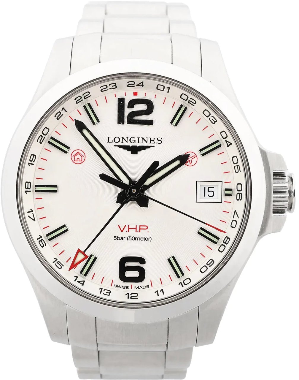 Longines Longines Conquest V.H.P. L3.718.4 49915376 SS QZ Watch with White Dial Divers