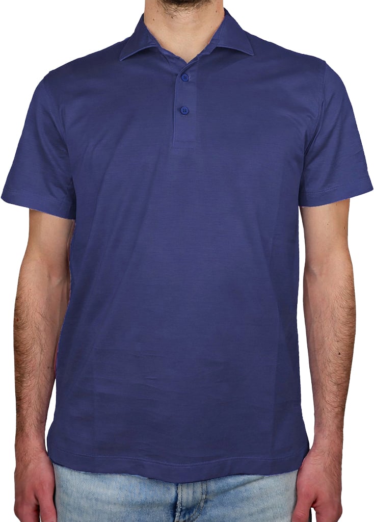 Loro Piana Man Light Polo in Blue Wool Blauw