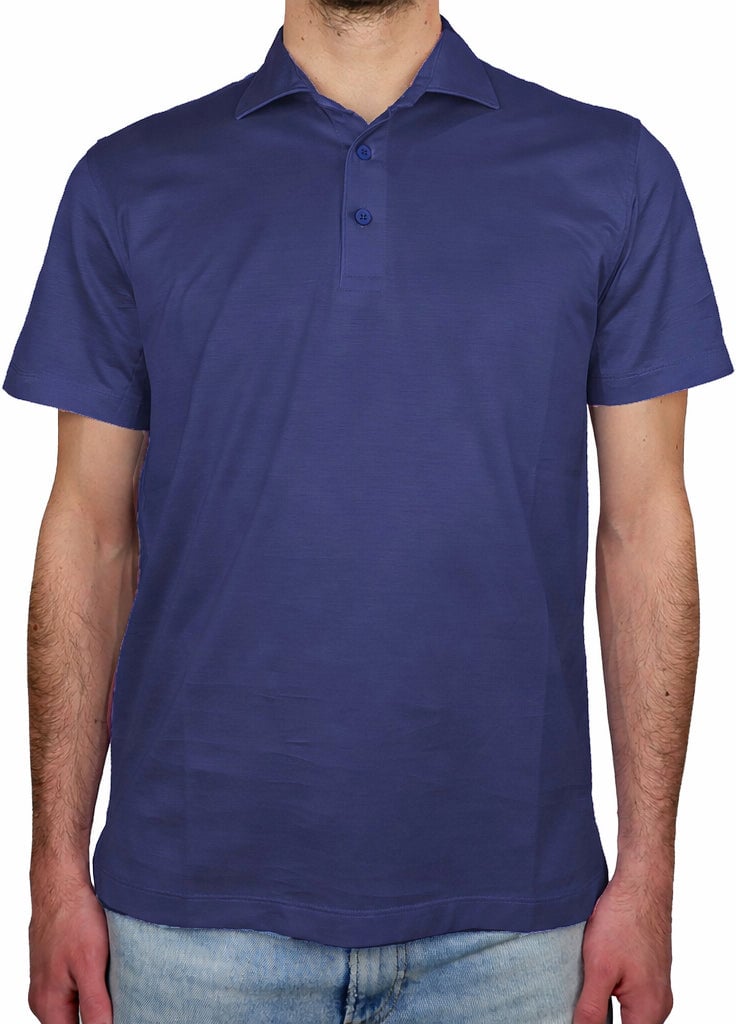 Loro Piana Man Light Polo in Blue Wool Blauw