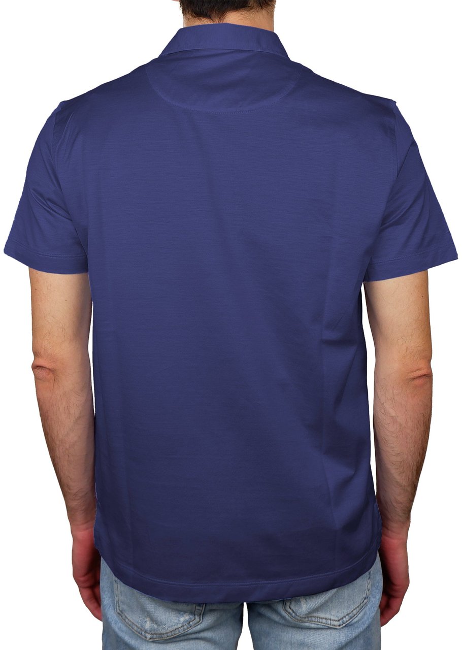 Loro Piana Man Light Polo in Blue Wool Blauw