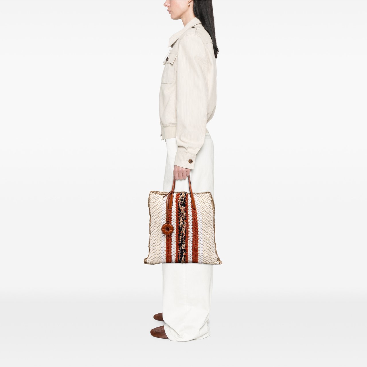 Loro Piana Crochet Wool and Silk Blossom Tote Bruin