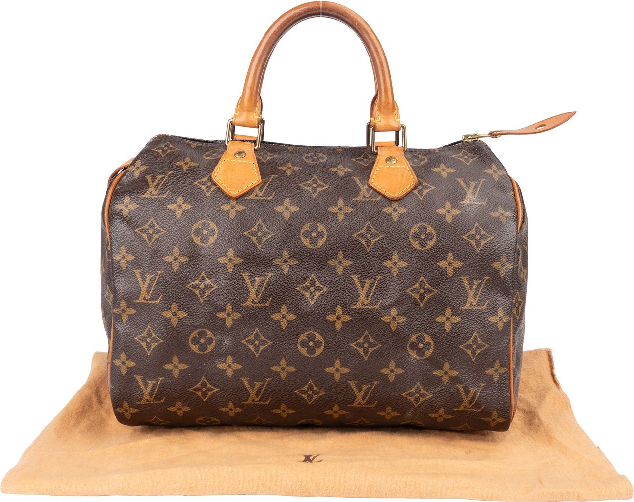 Louis Vuitton Louis Vuitton Canvas Monogram Speedy 30 Handbag Bruin