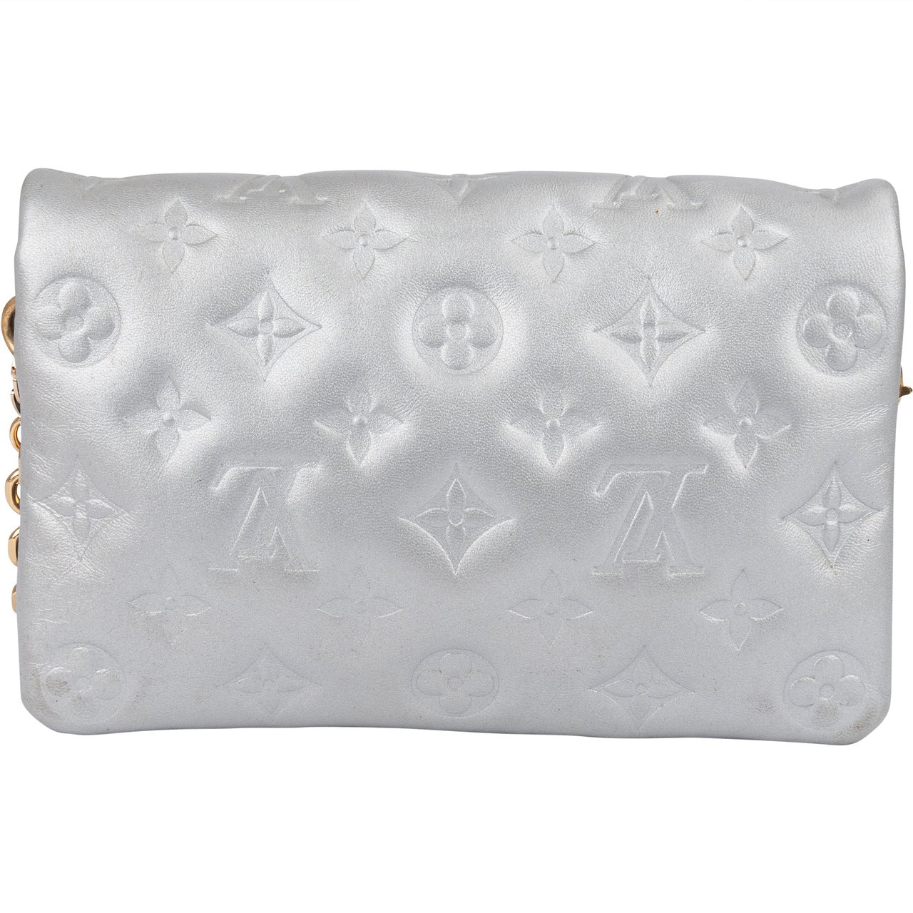 Louis Vuitton Louis Vuitton Embossed Leather Monogram Coussin Crossbody Bag Zilver
