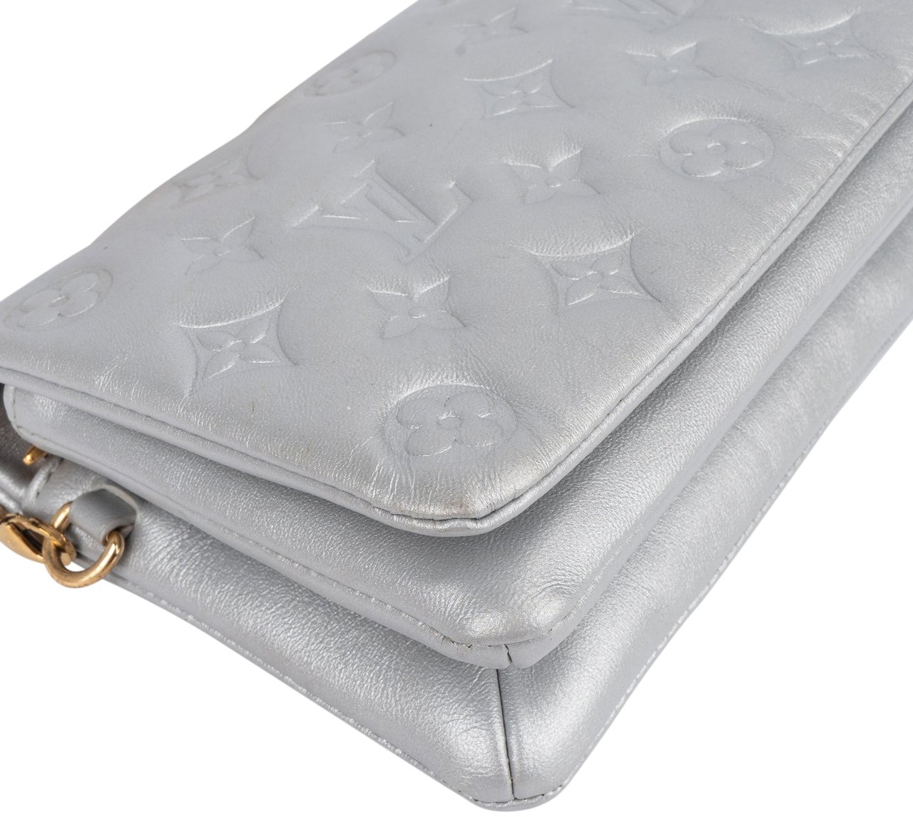 Louis Vuitton Louis Vuitton Embossed Leather Monogram Coussin Crossbody Bag Zilver