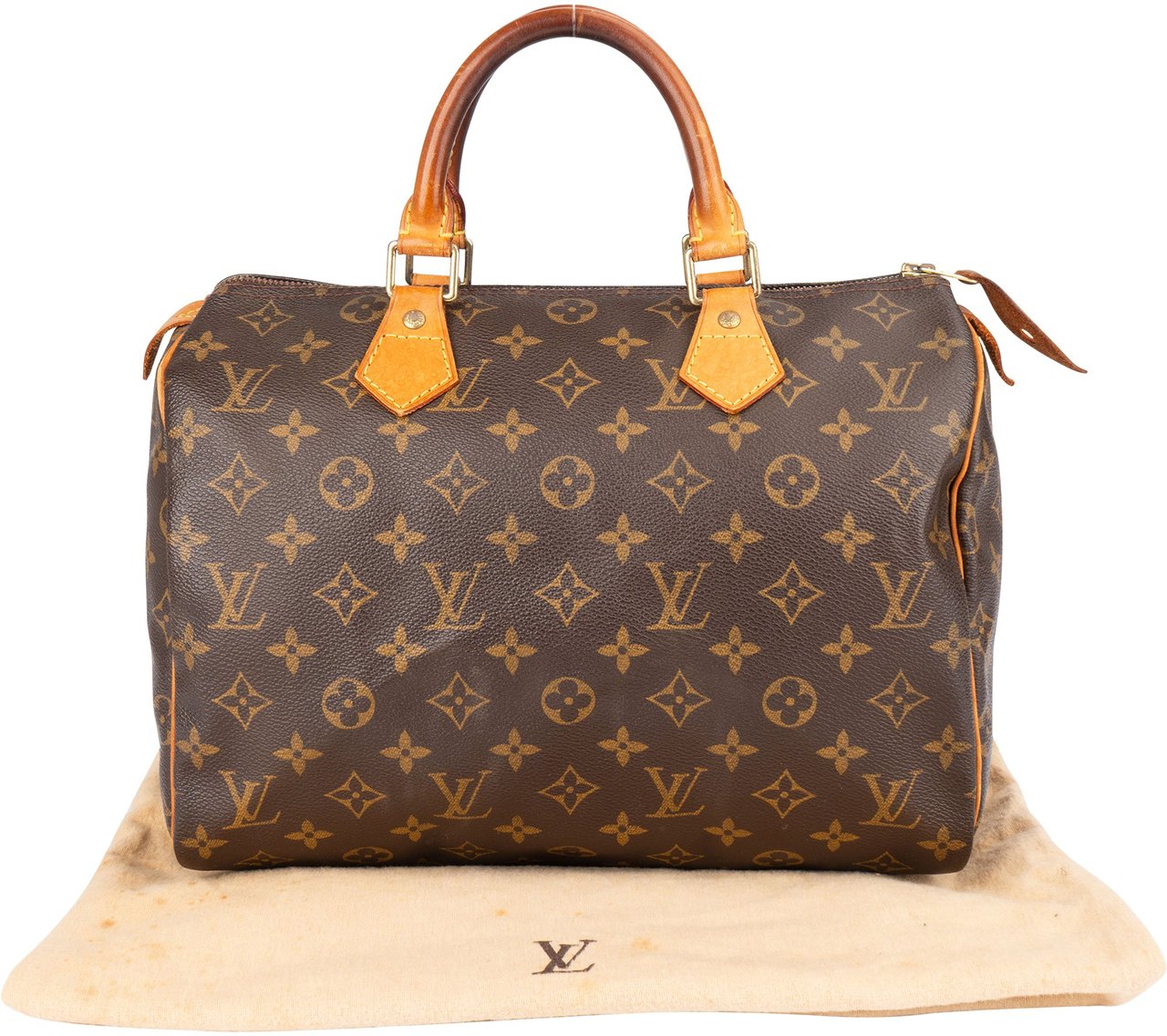 Louis Vuitton Louis Vuitton Canvas Monogram Speedy 30 Handbag Bruin