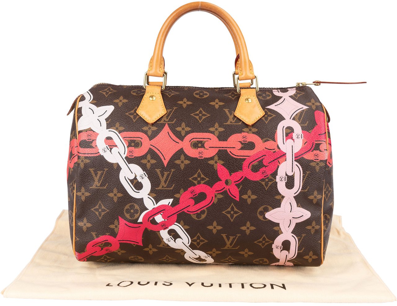 Louis Vuitton Louis Vuitton Monogram Canvas Chain Flower Speedy 30 Handbag Bruin
