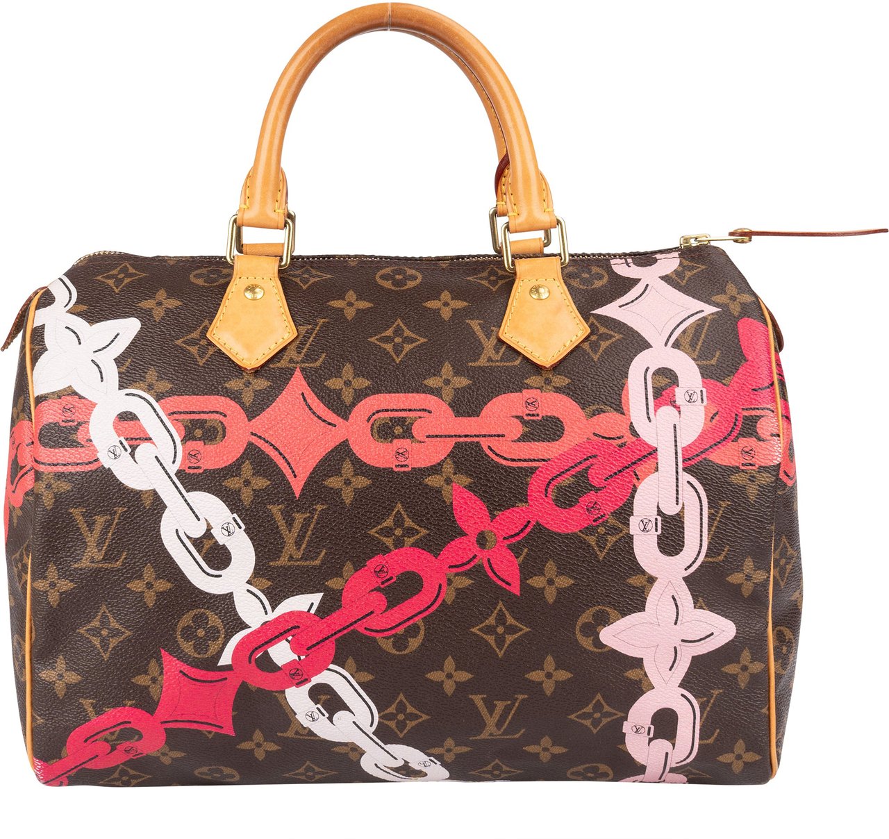 Louis Vuitton Louis Vuitton Monogram Canvas Chain Flower Speedy 30 Handbag Bruin