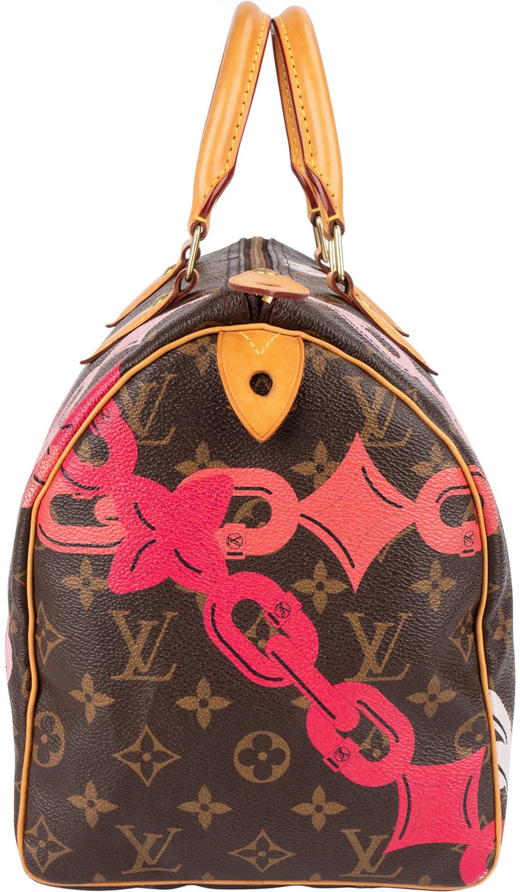 Louis Vuitton Louis Vuitton Monogram Canvas Chain Flower Speedy 30 Handbag Bruin