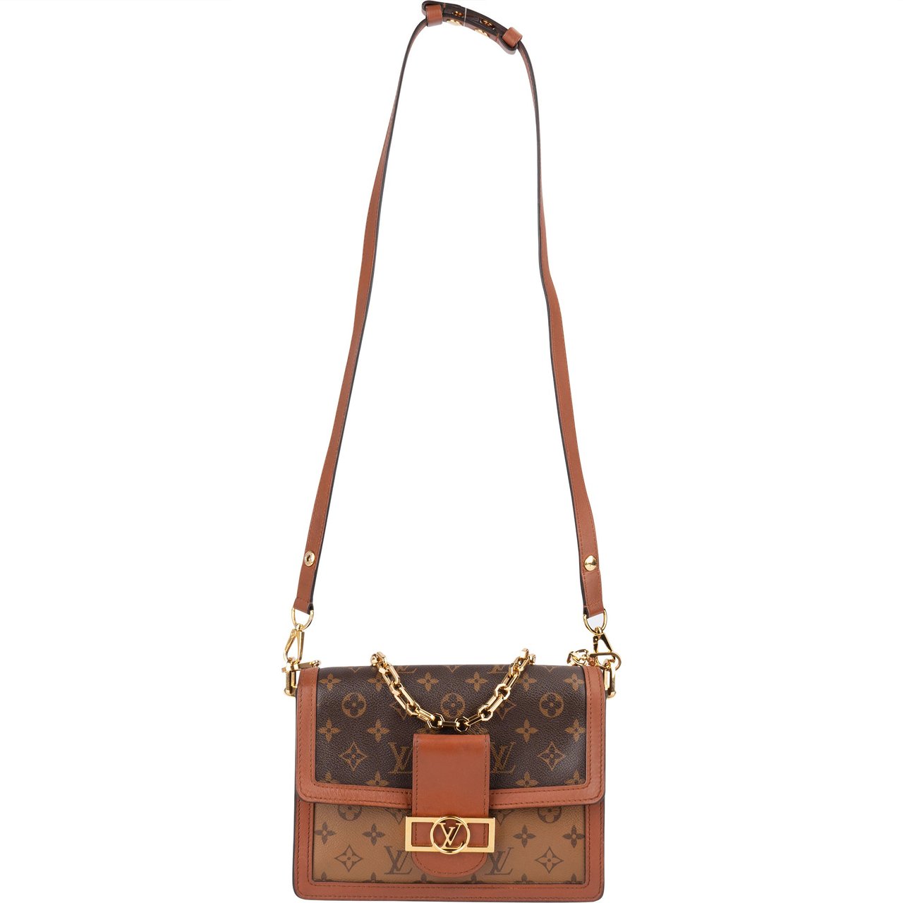 Louis Vuitton Louis Vuitton Monogram Reverse Canvas Dauphine MM Crossbody Bag Bruin