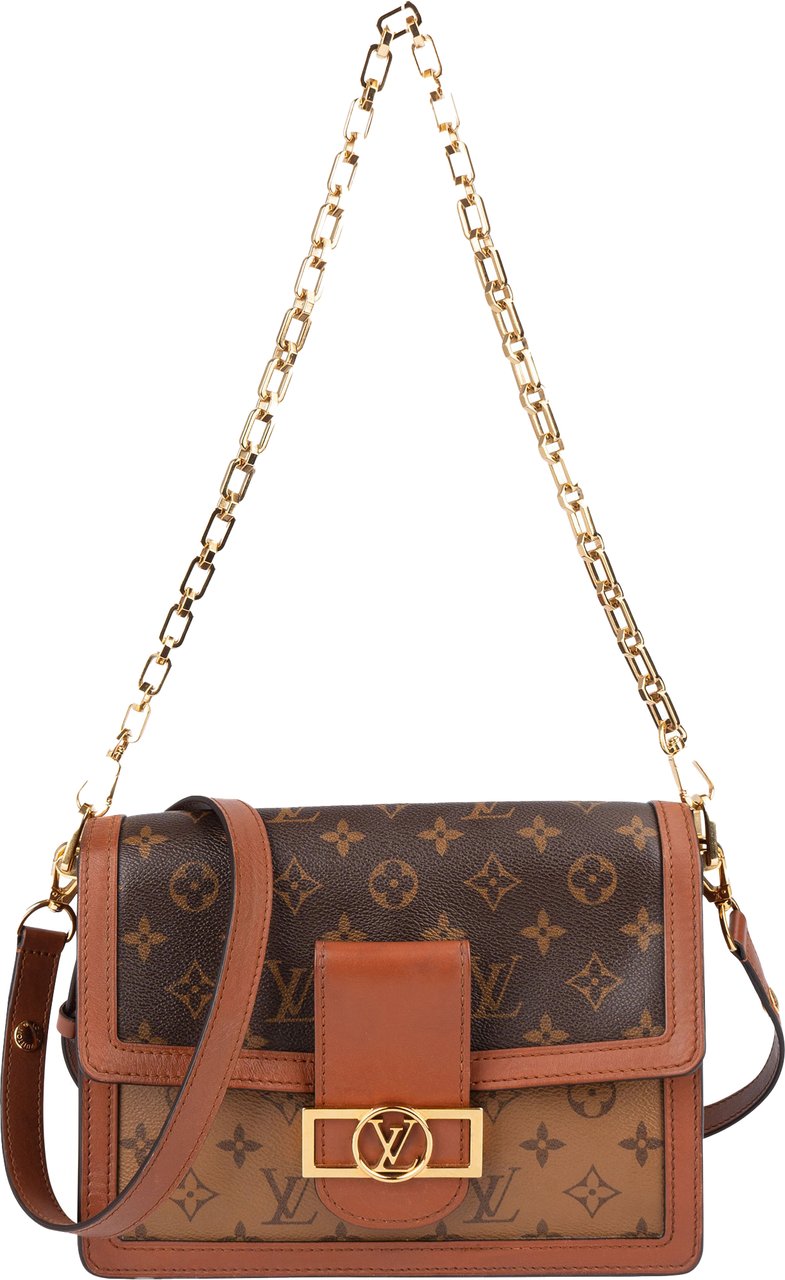 Louis Vuitton Louis Vuitton Monogram Reverse Canvas Dauphine MM Crossbody Bag Bruin