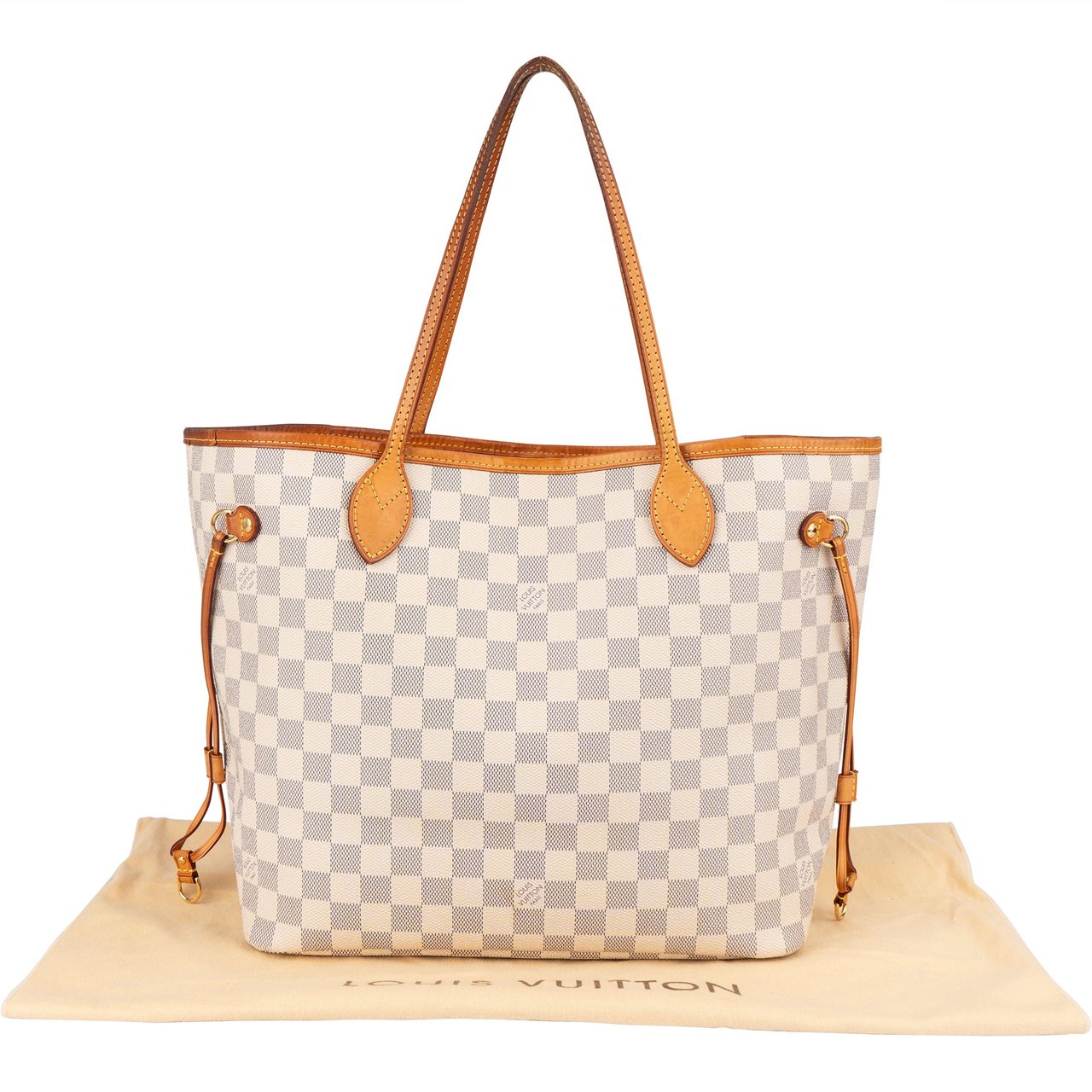 Louis Vuitton Louis Vuitton Monogram Damier Azur Canvas Neverfull MM Shoulder Bag Wit