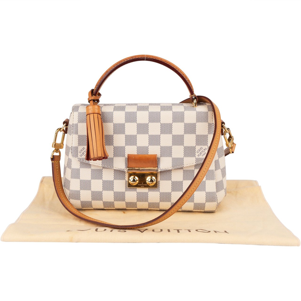 Louis Vuitton Monogram Damier Azur Croisette Handbag Wit