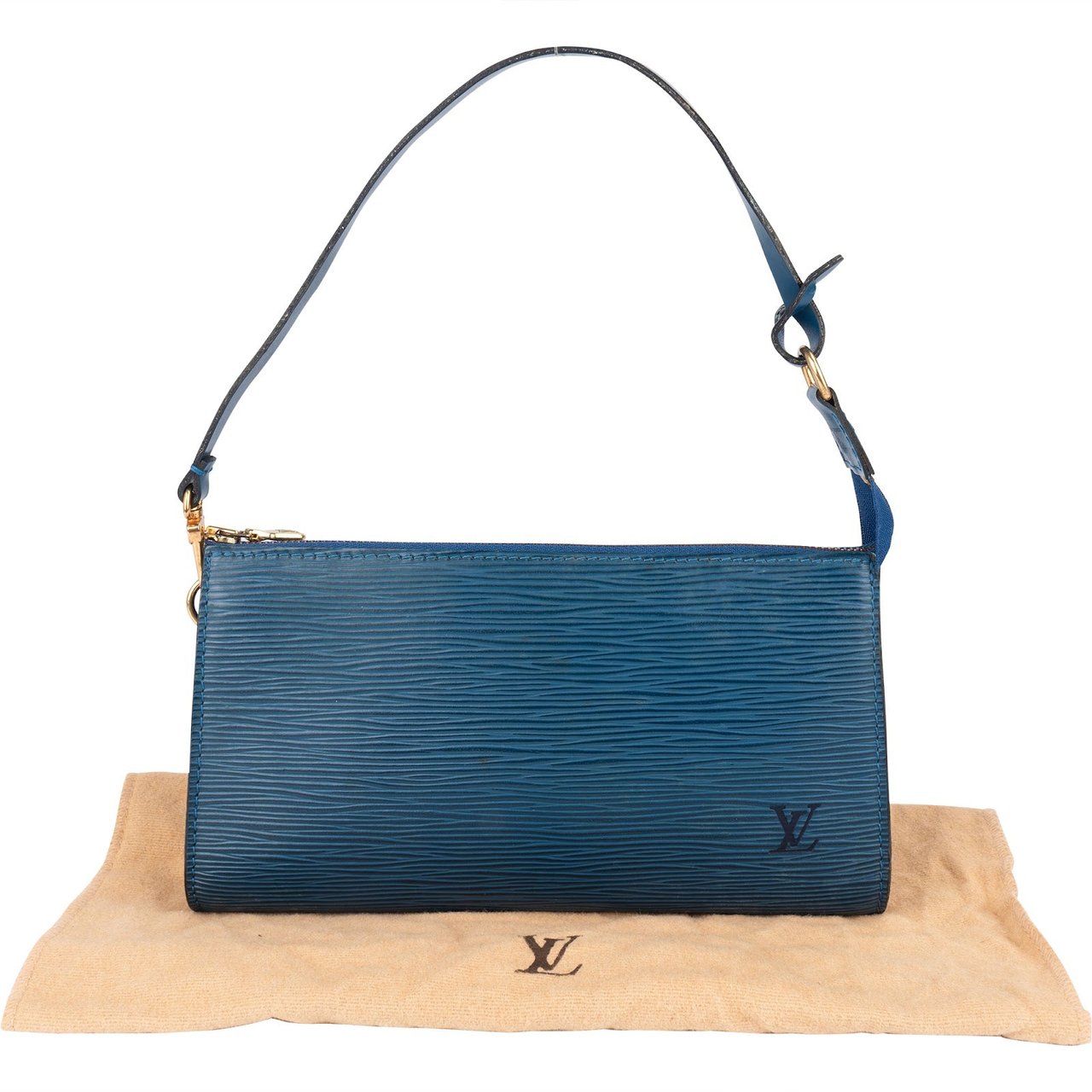 Louis Vuitton Blue Epi Leather Pochette Accessoires Handbag Blauw