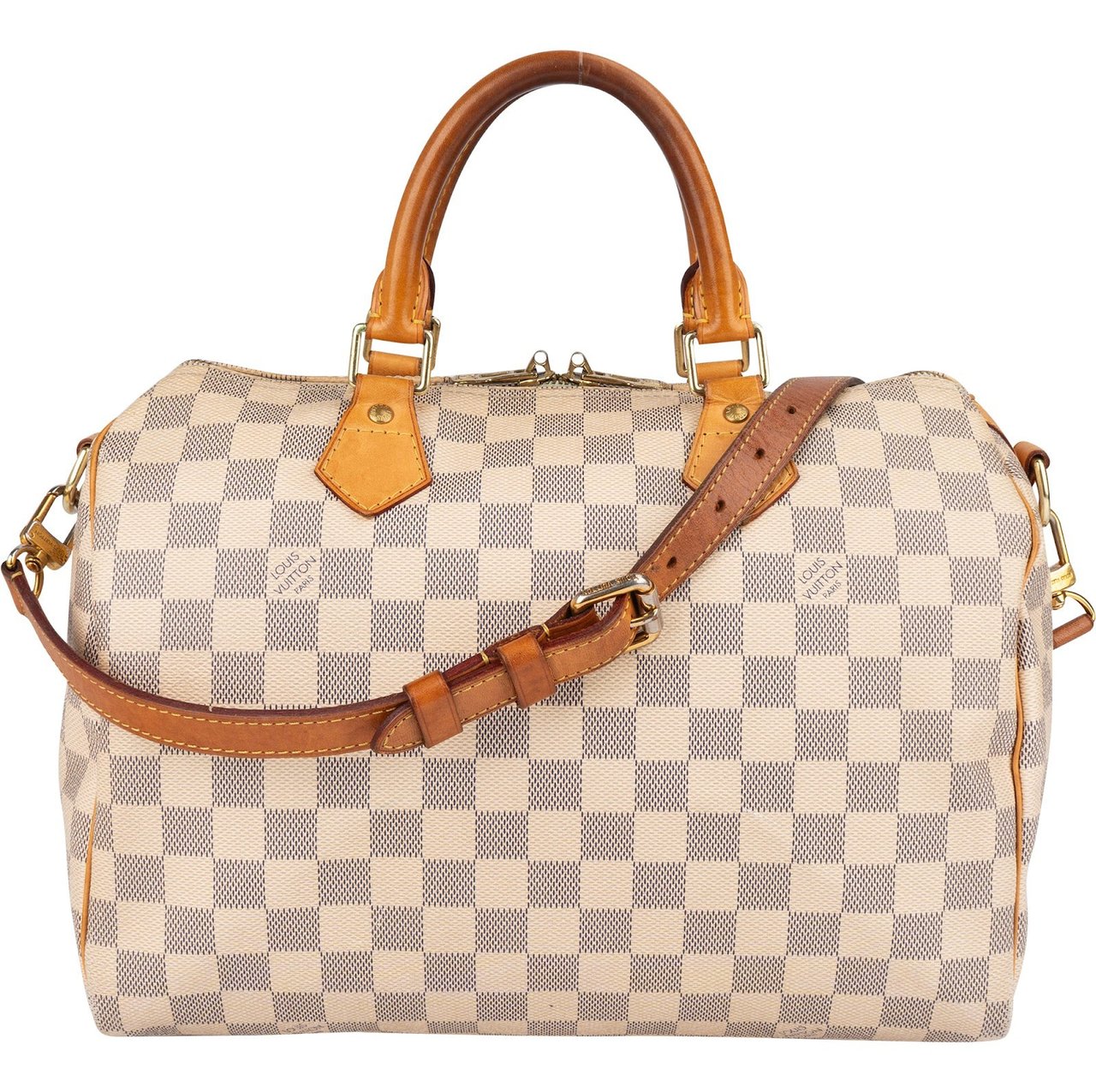 Louis Vuitton Louis Vuitton Monogram Damier Azur Canvas Speedy 30 Bandoulière Handbag Wit
