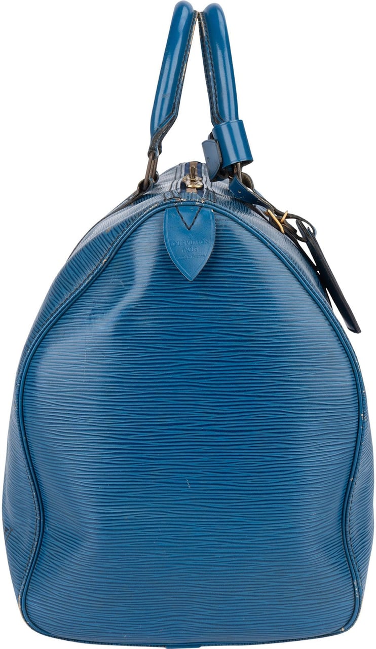 Louis Vuitton Blue Epi Leather Keepall 45 Travel Bag Blauw