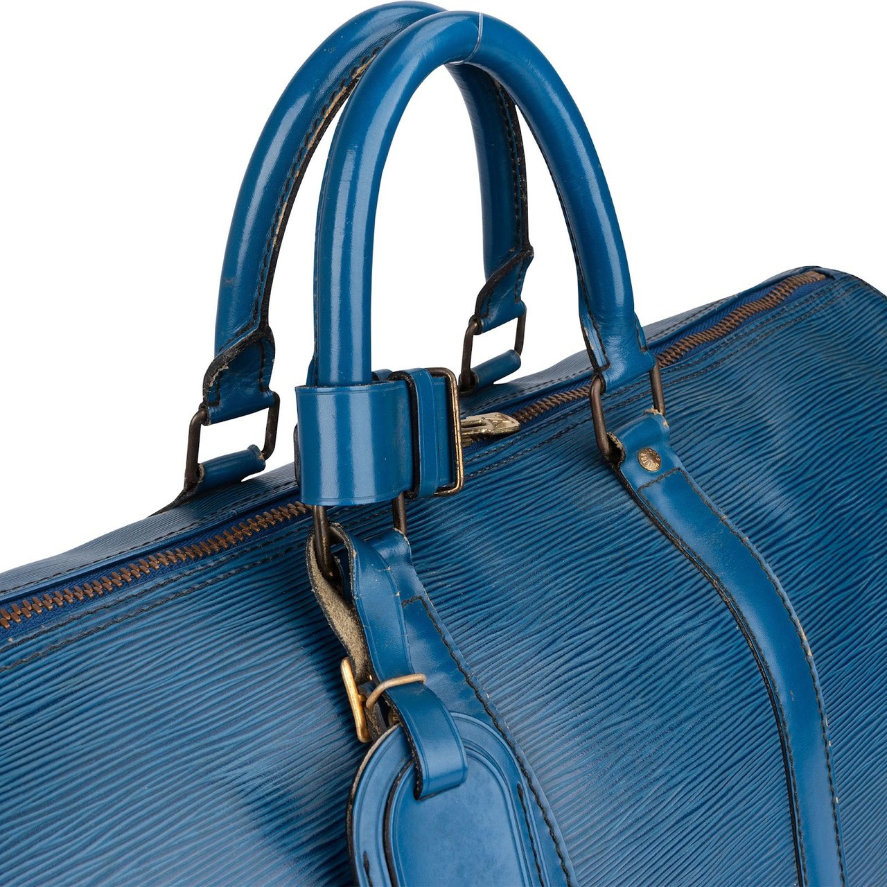 Louis Vuitton Blue Epi Leather Keepall 45 Travel Bag Blauw