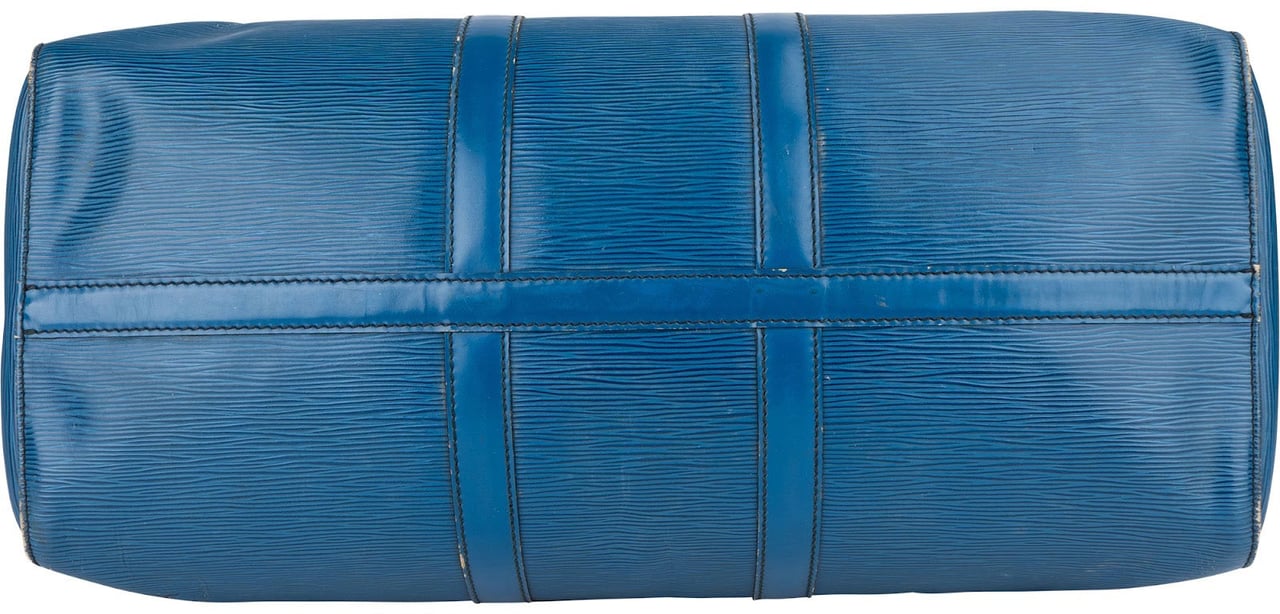 Louis Vuitton Blue Epi Leather Keepall 45 Travel Bag Blauw