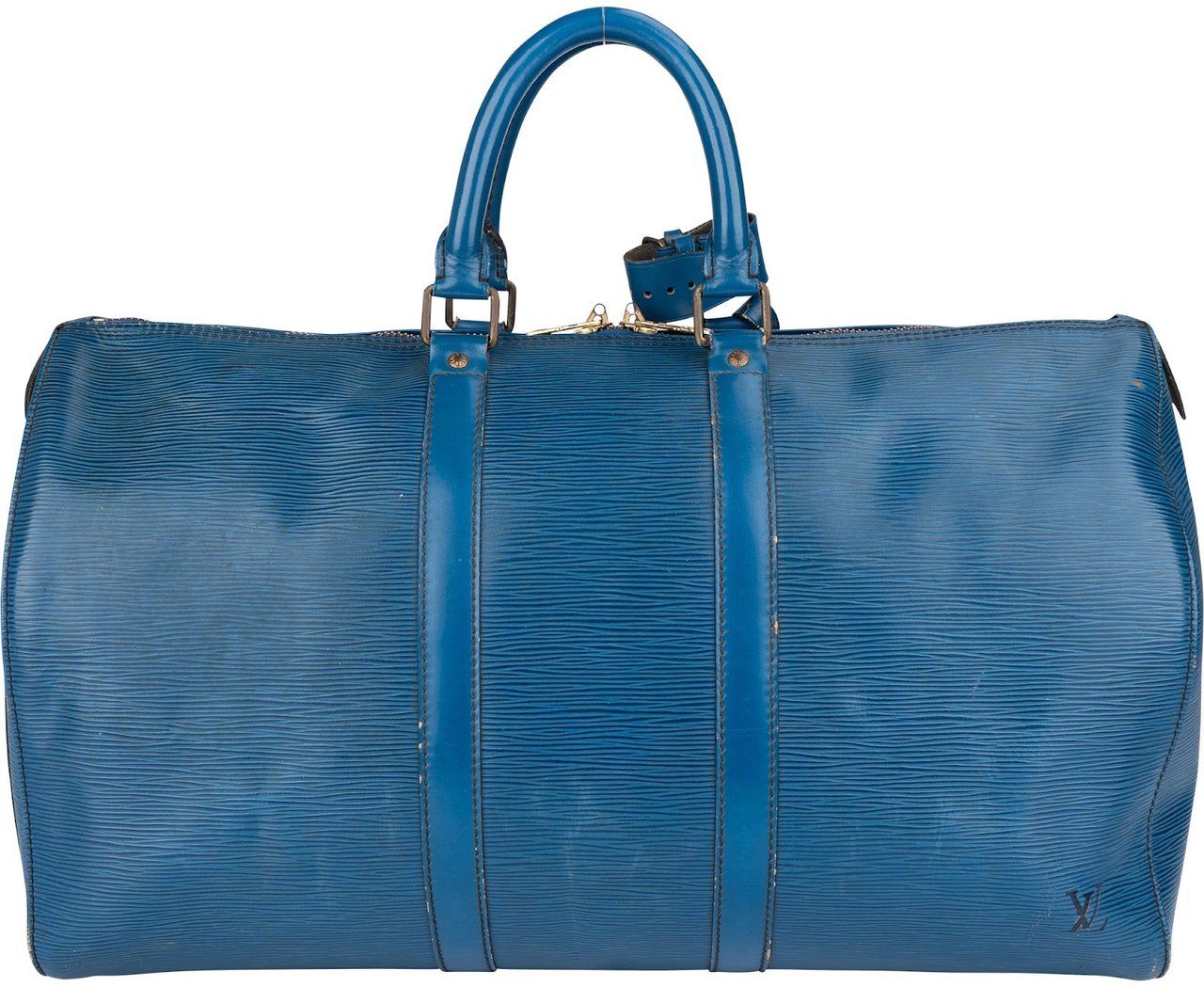 Louis Vuitton Blue Epi Leather Keepall 45 Travel Bag Blauw