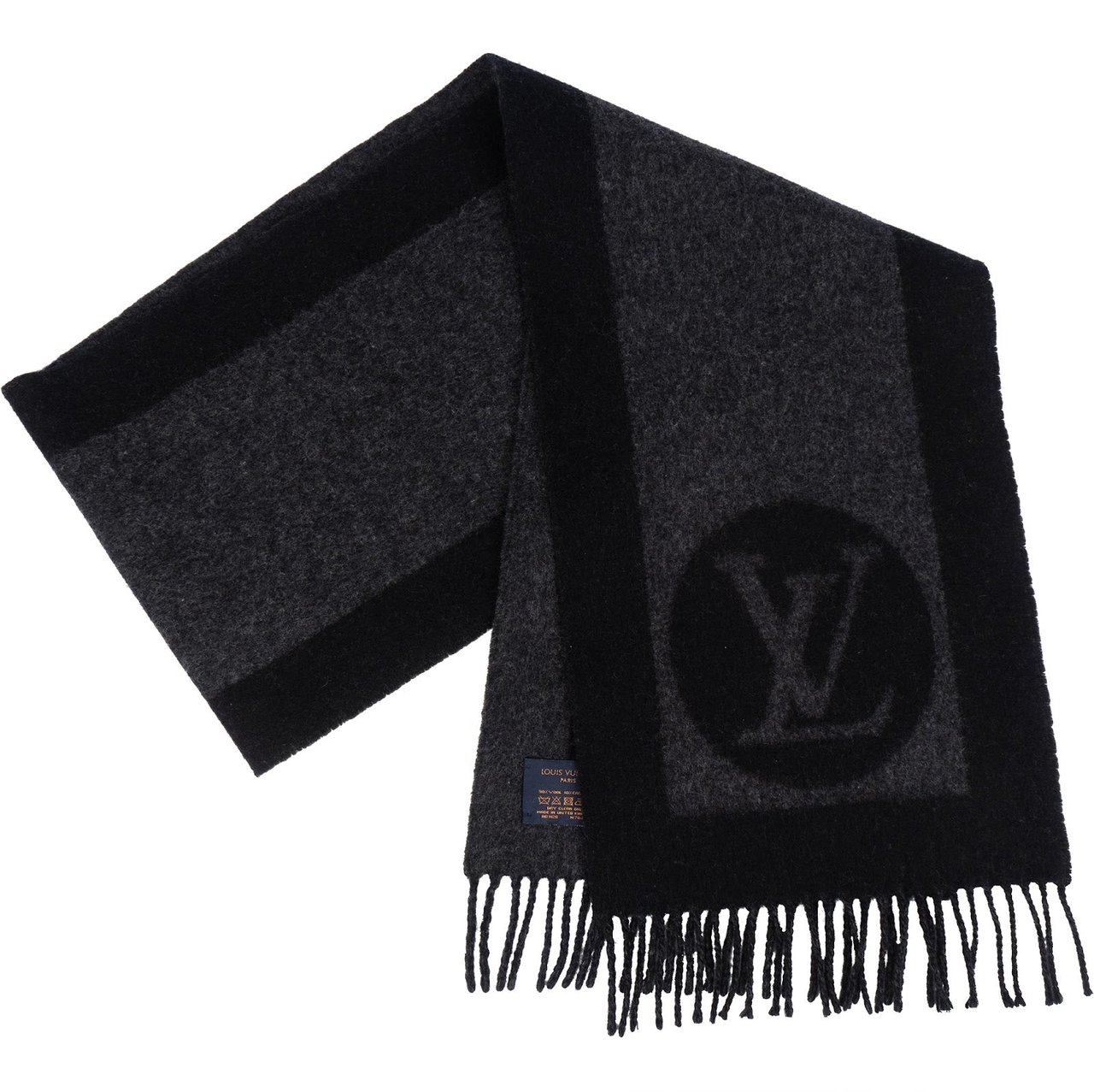 Louis Vuitton Louis Vuitton Wool Monogram Cardiff Schal Scarf Zwart
