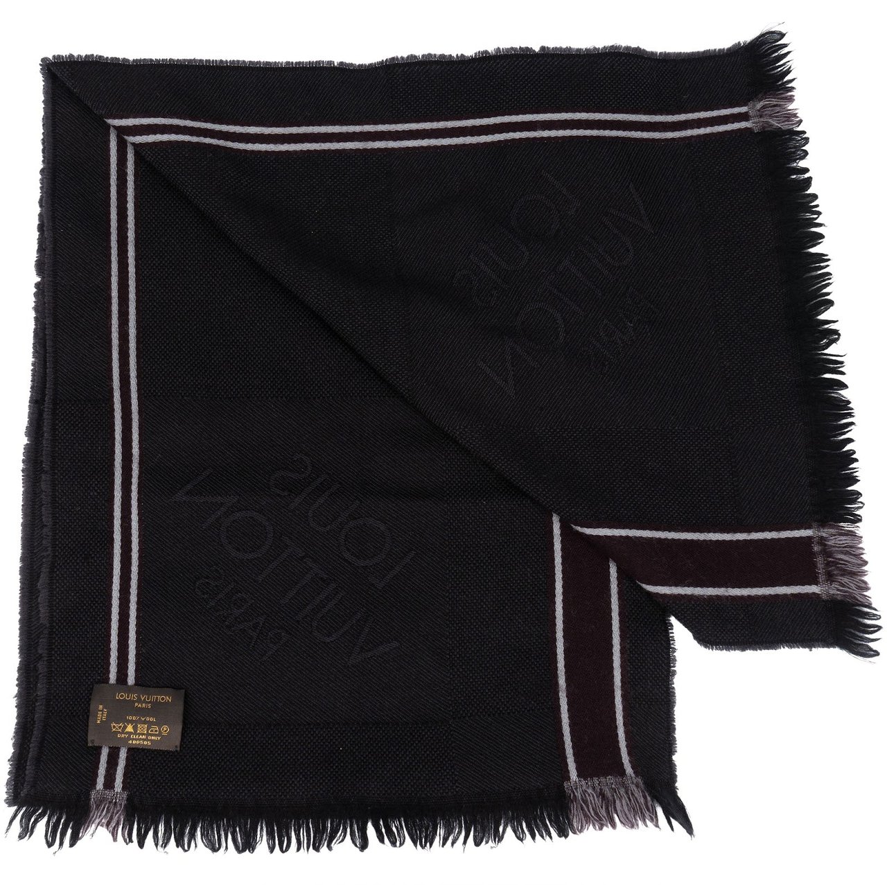 Louis Vuitton Louis Vuitton Wool Monogram Écharpe Schal Scarf Zwart