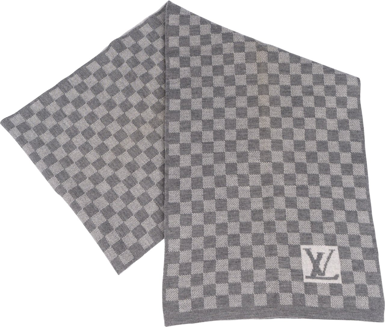 Louis Vuitton Louis Vuitton Wool Monogram Damier Schal Scarf Donkergrijs