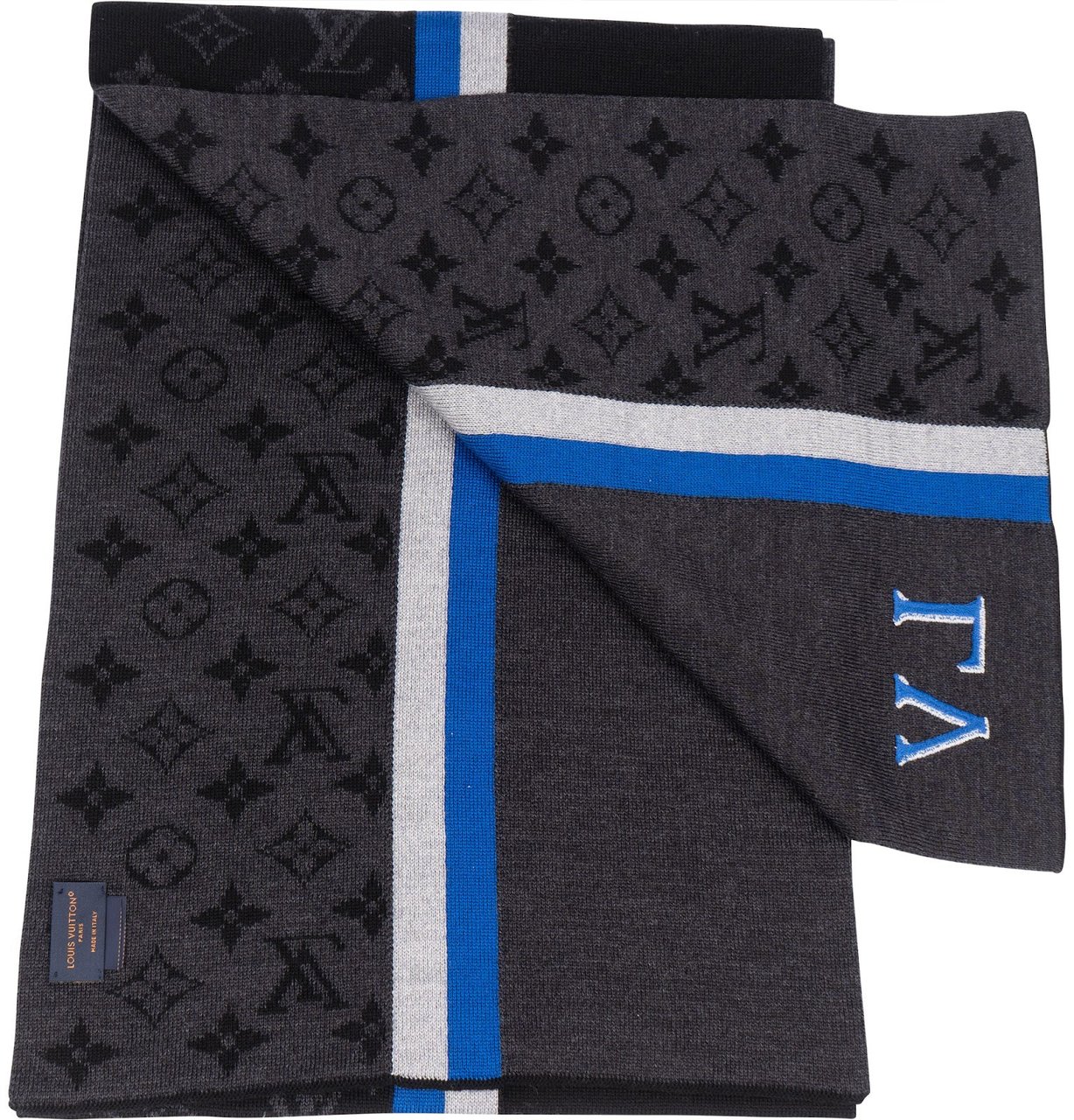 Louis Vuitton Louis Vuitton Wool Monogram Split Schal Scarf Zwart