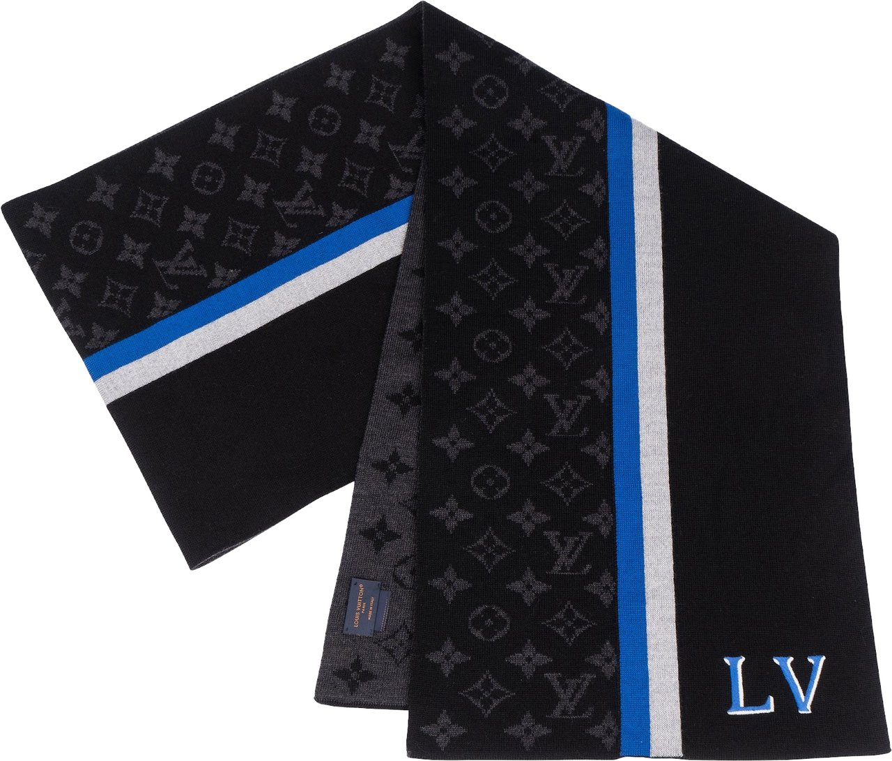 Louis Vuitton Louis Vuitton Wool Monogram Split Schal Scarf Zwart