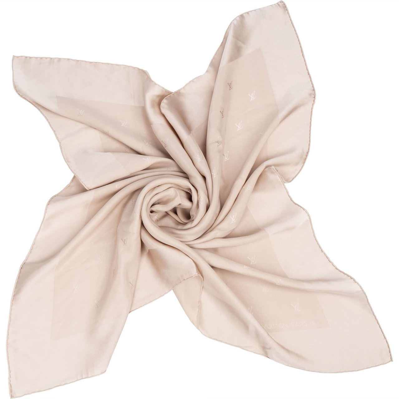 Louis Vuitton Louis Vuitton Silk Monogram Tuch Scarf Beige