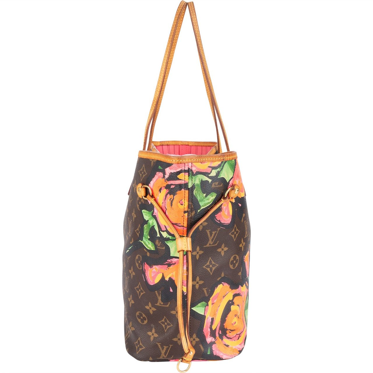Louis Vuitton Monogram Canvas Limited Roses Neverfull MM Shoulder Bag Bruin