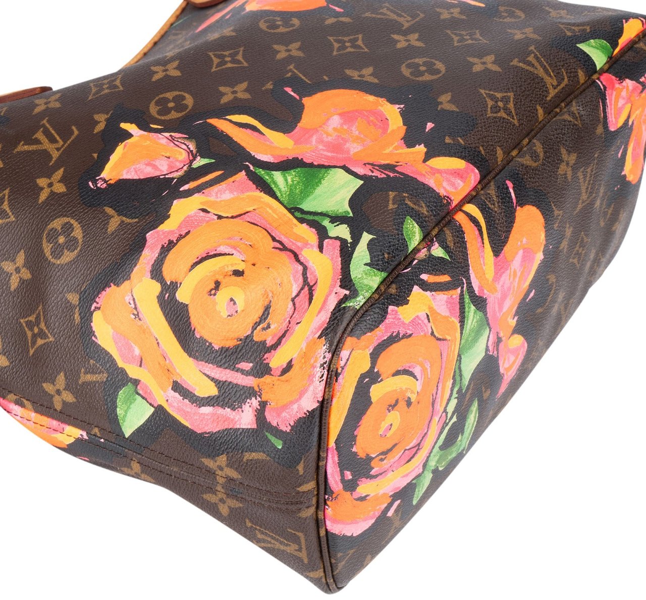 Louis Vuitton Monogram Canvas Limited Roses Neverfull MM Shoulder Bag Bruin
