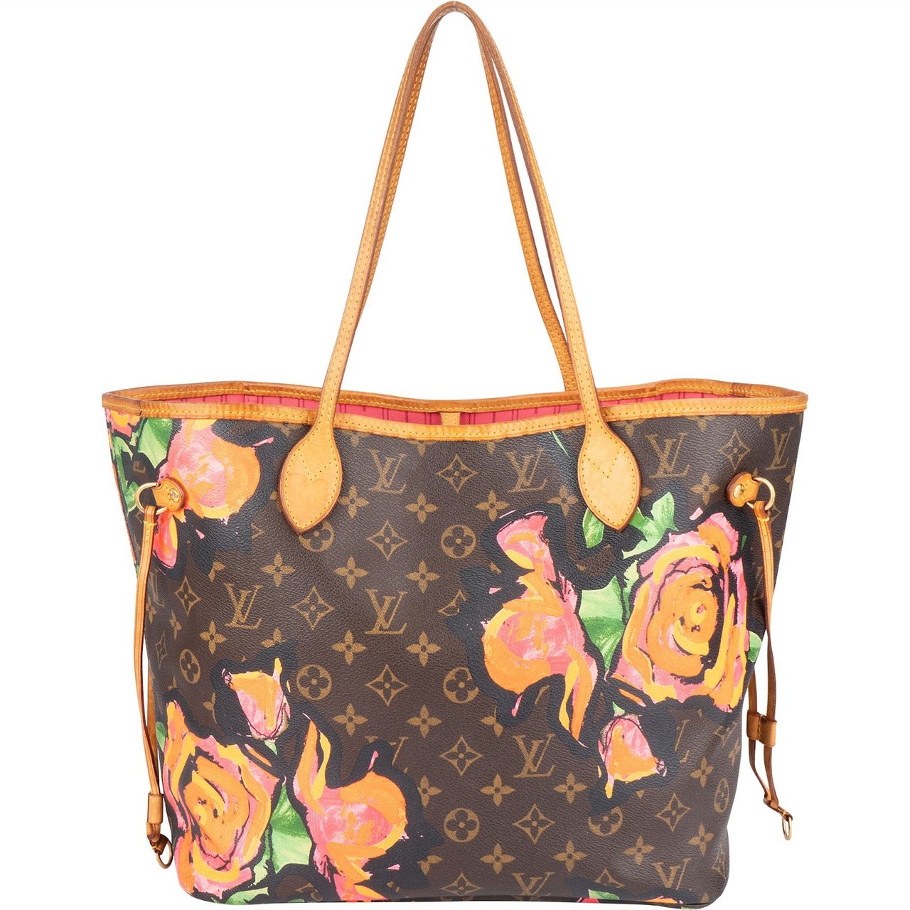 Louis Vuitton Monogram Canvas Limited Roses Neverfull MM Shoulder Bag Bruin