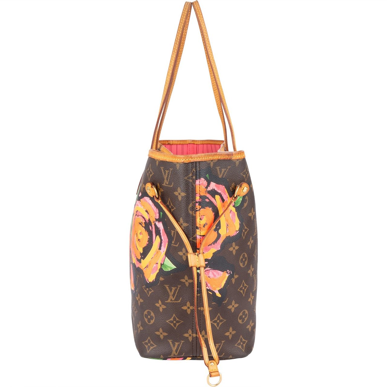 Louis Vuitton Monogram Canvas Limited Roses Neverfull MM Shoulder Bag Bruin