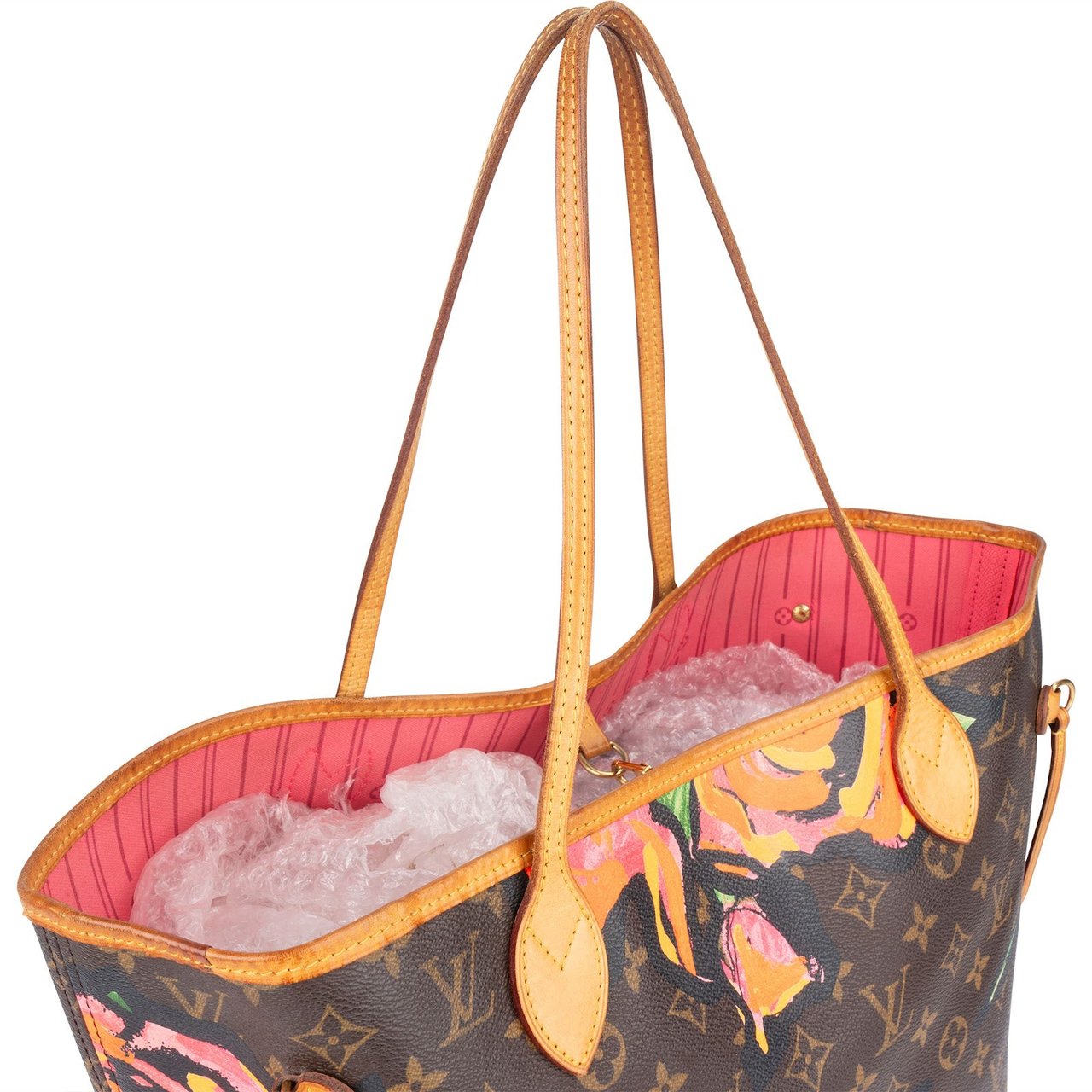 Louis Vuitton Monogram Canvas Limited Roses Neverfull MM Shoulder Bag Bruin