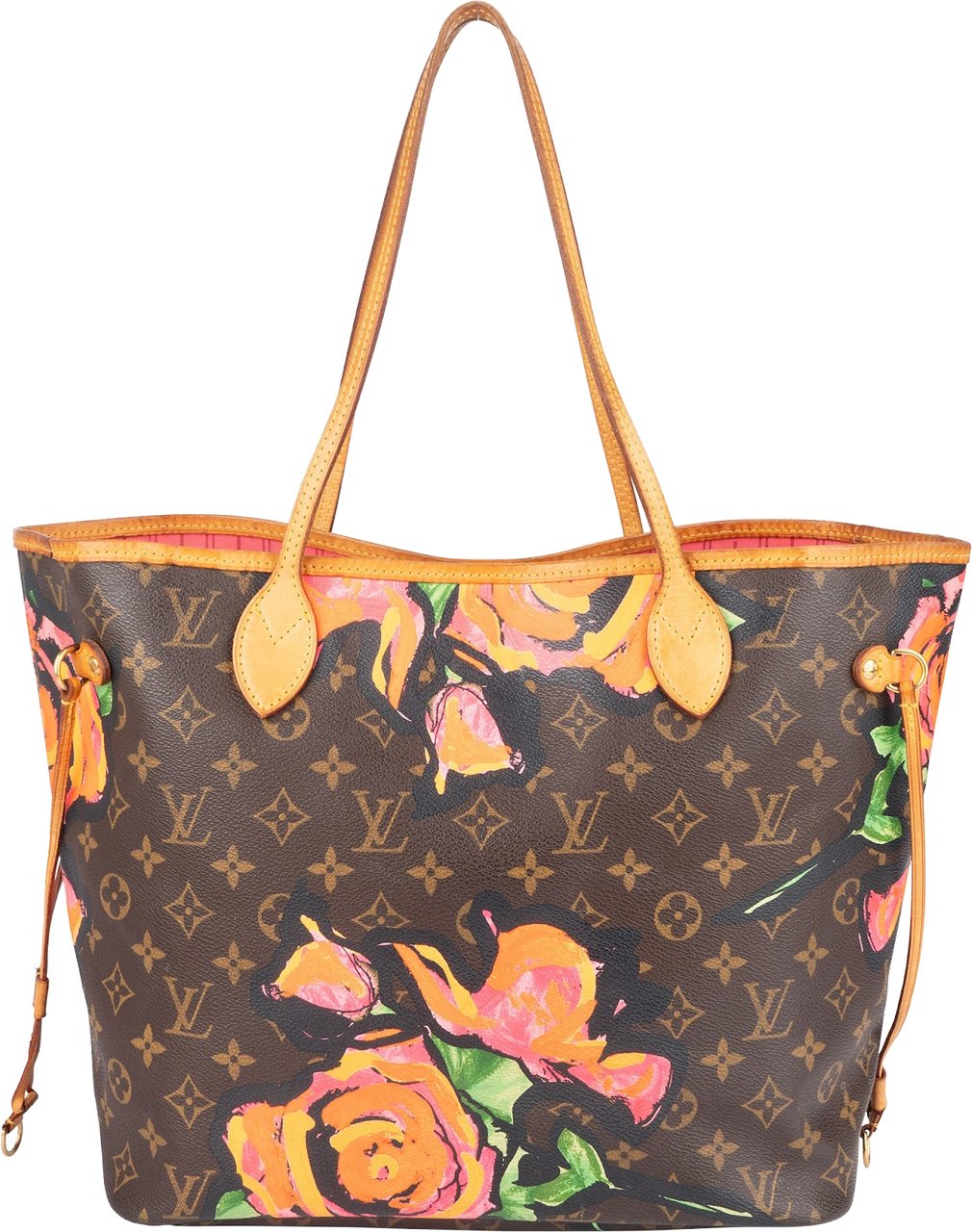 Louis Vuitton Monogram Canvas Limited Roses Neverfull MM Shoulder Bag Bruin