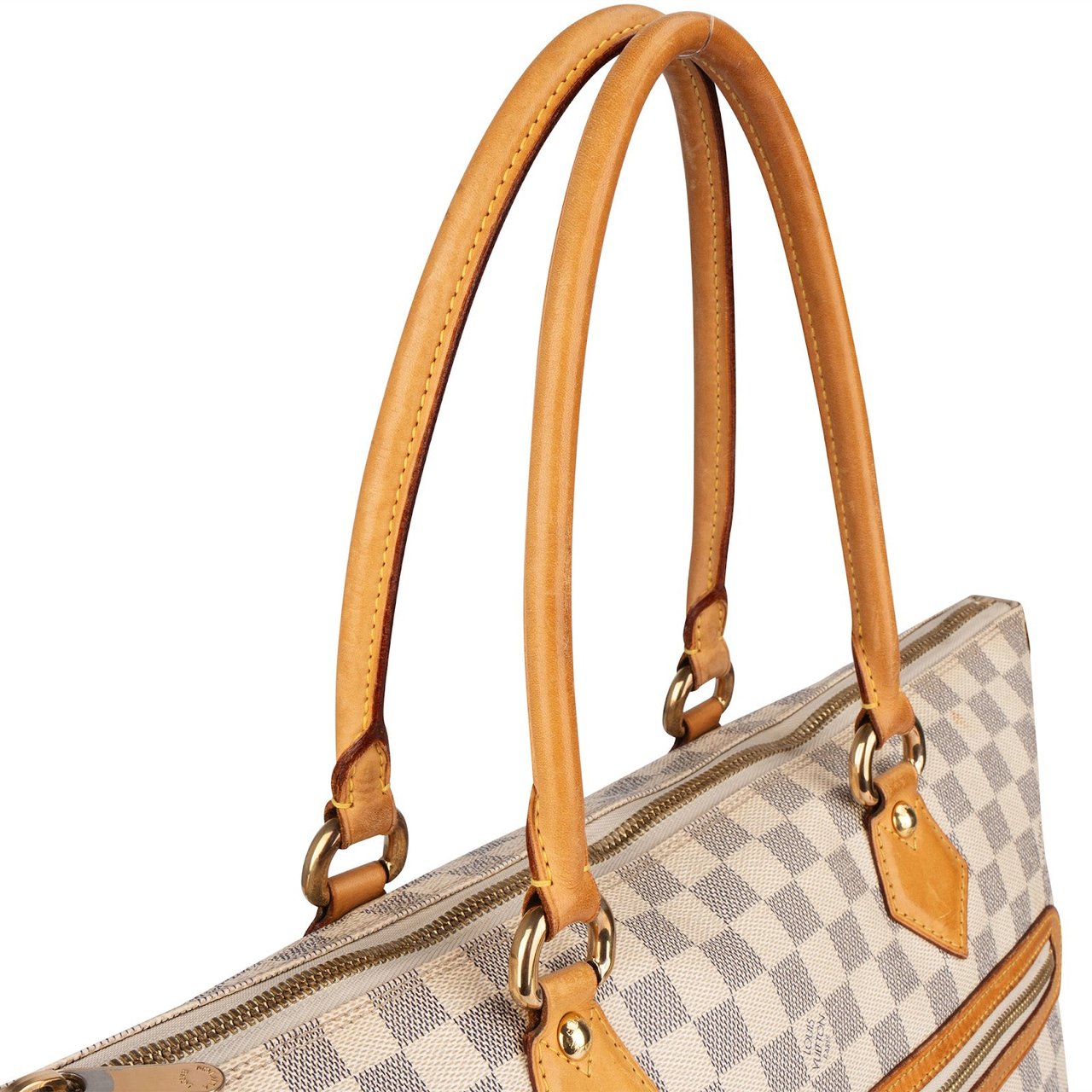 Louis Vuitton Monogram Damier Azur Canvas Saleya GM Tote Shoulder Bag Beige