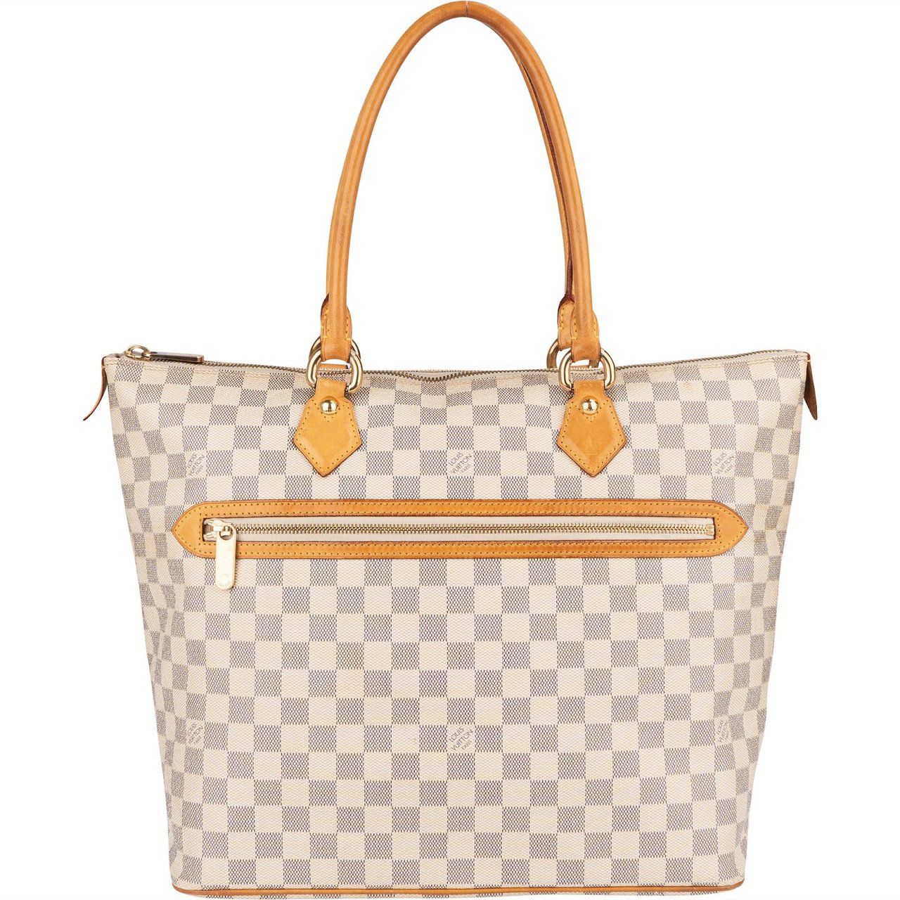 Louis Vuitton Monogram Damier Azur Canvas Saleya GM Tote Shoulder Bag Beige
