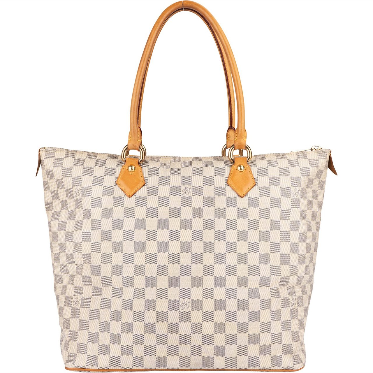 Louis Vuitton Monogram Damier Azur Canvas Saleya GM Tote Shoulder Bag Beige
