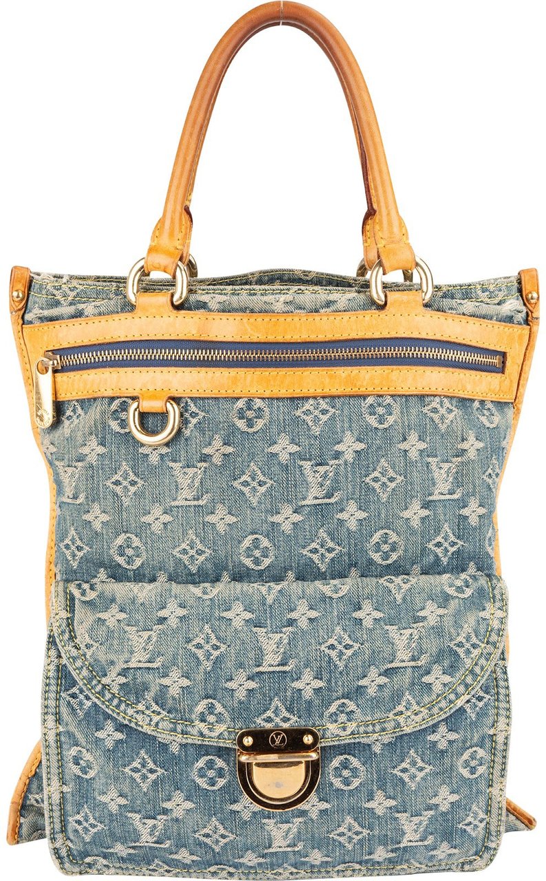 Louis Vuitton Louis Vuitton Monogram Denim Sac Plat Handbag Blauw