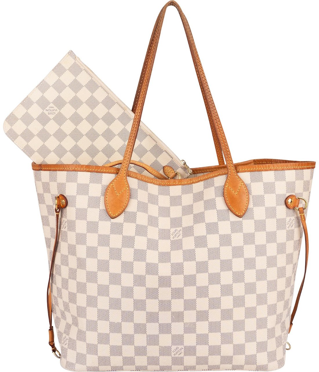 Louis Vuitton Monogram Damier Azur Canvas Neverfull MM Shoulder Bag Wit