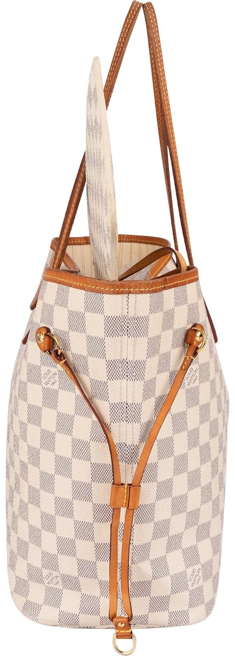 Louis Vuitton Monogram Damier Azur Canvas Neverfull MM Shoulder Bag Wit