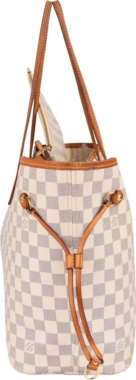 Louis Vuitton Monogram Damier Azur Canvas Neverfull MM Shoulder Bag Wit