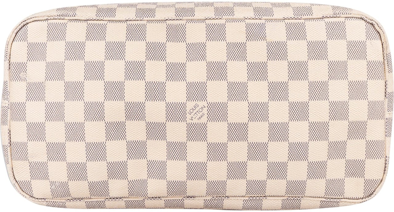 Louis Vuitton Monogram Damier Azur Canvas Neverfull MM Shoulder Bag Wit