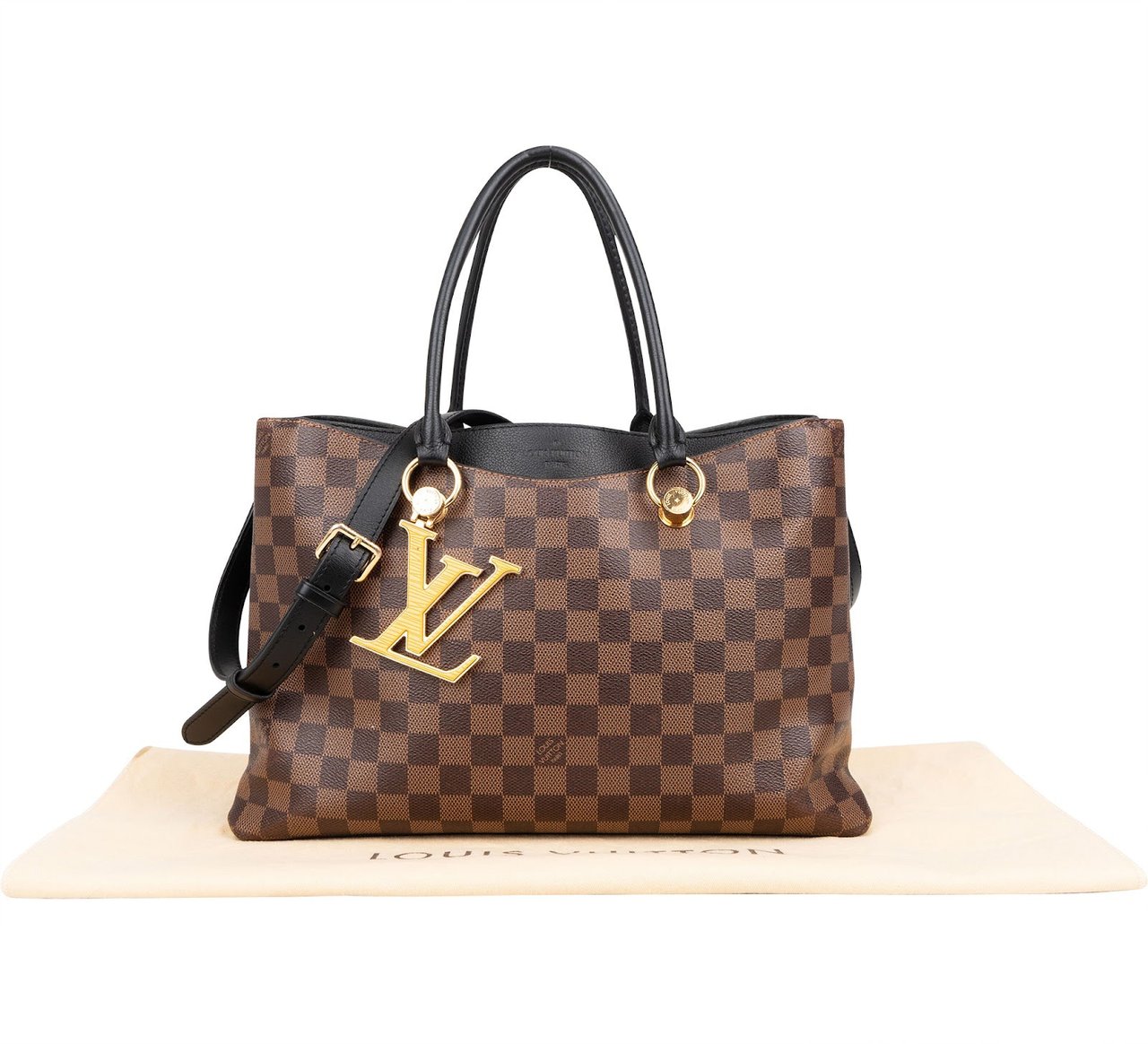 Louis Vuitton Monogram Damier Ebene Riverside Handbag Bruin