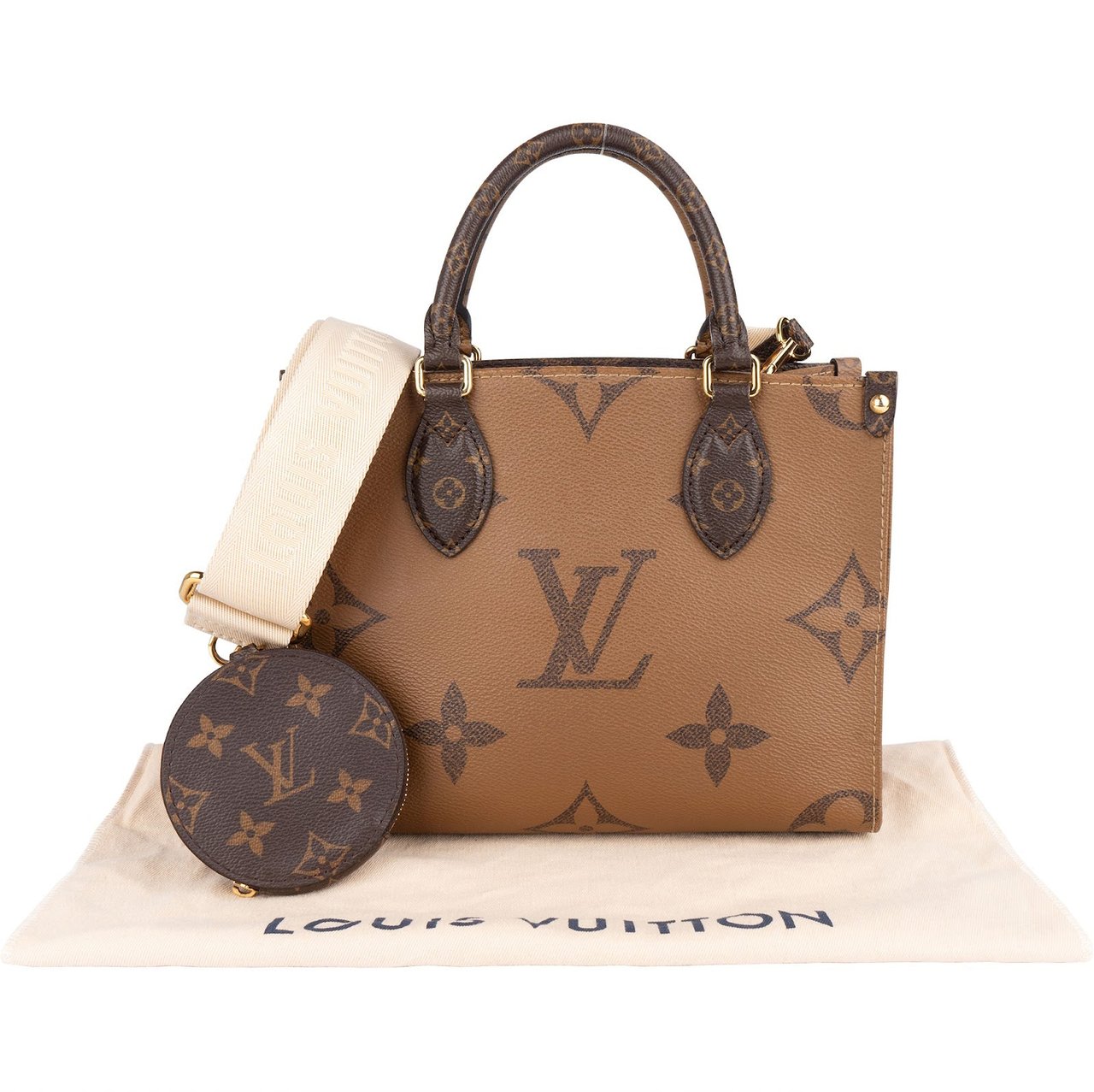 Louis Vuitton Louis Vuitton Monogram Reverse Canvas OnTheGo PM Handbag Bruin