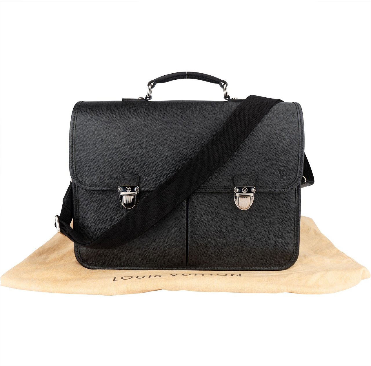 Louis Vuitton Louis Vuitton Noir Taiga Leather Alexei Anton Business Handbag Zwart