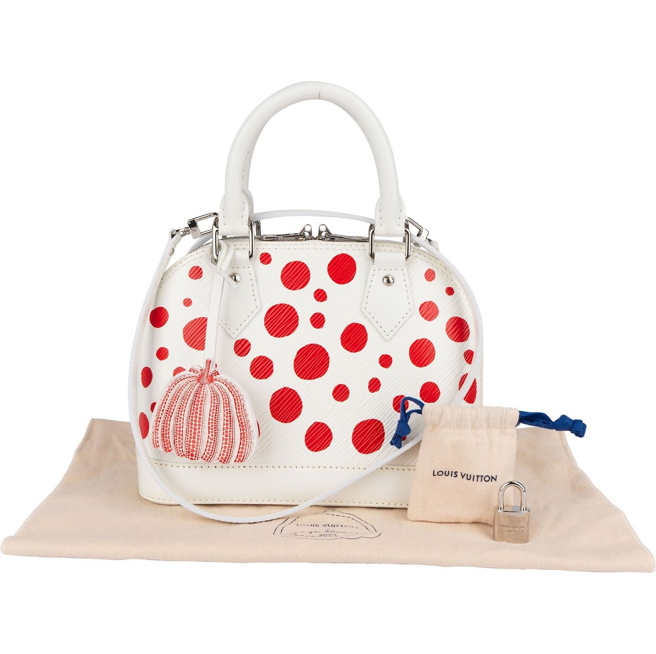Louis Vuitton White Epi Leather x Yayoi Kusama Alma BB Handbag Wit