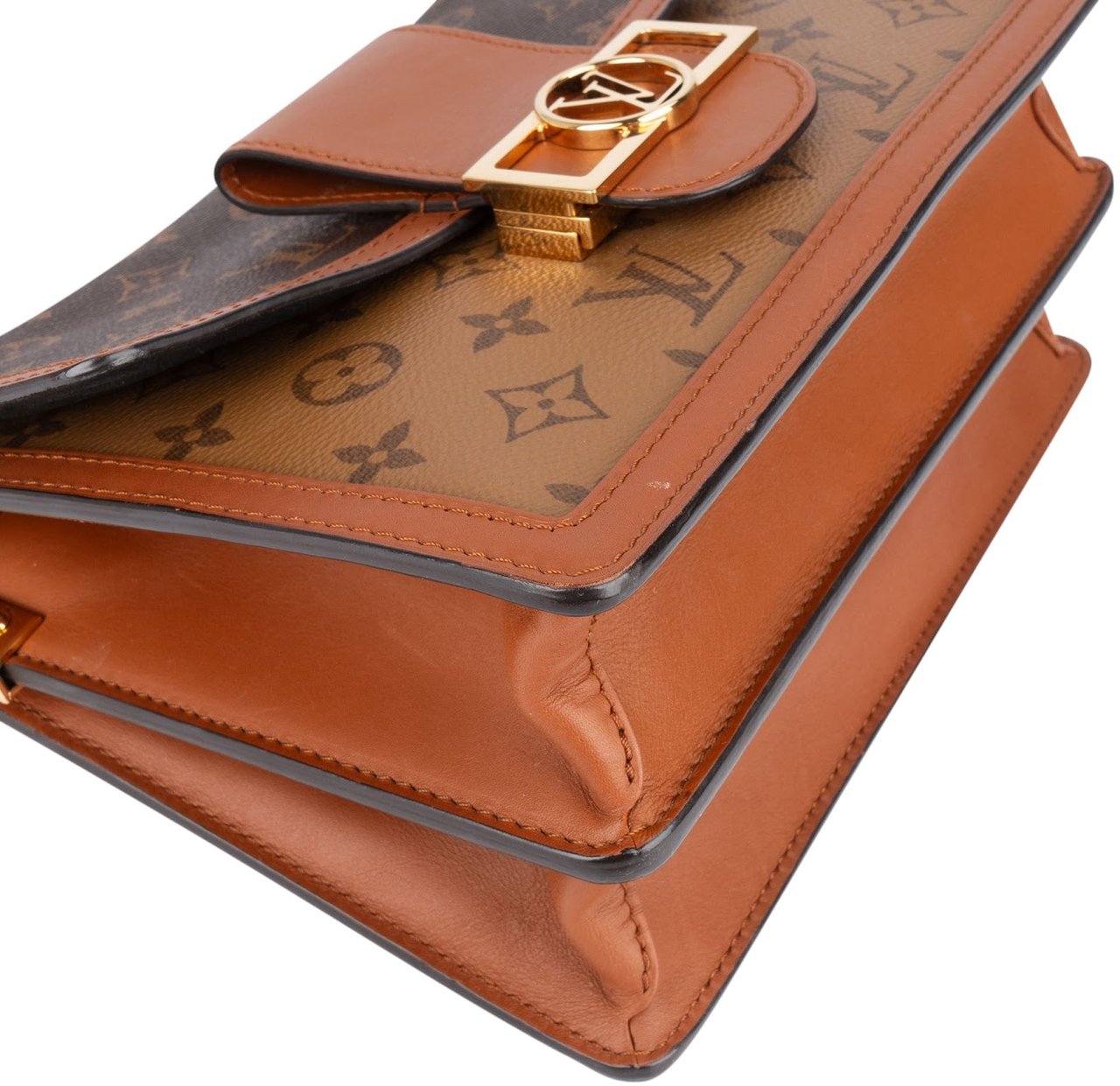 Louis Vuitton Monogram Reverse Canvas Dauphine MM Crossbody Bag Bruin